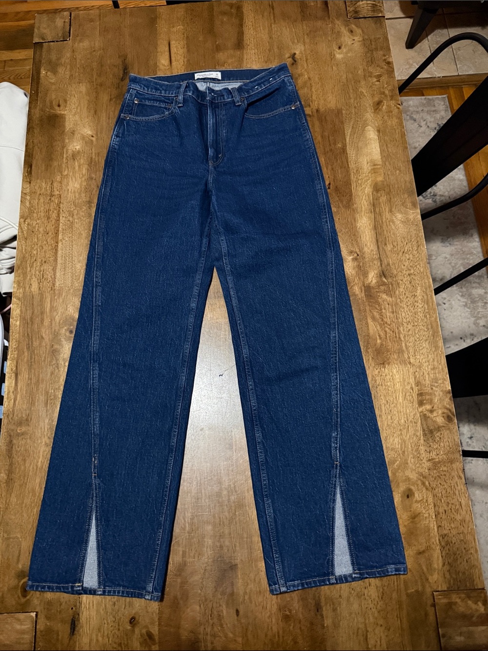 Abercrombie & Fitch Dark Blue Wide-Leg Jeans with Front Slits
